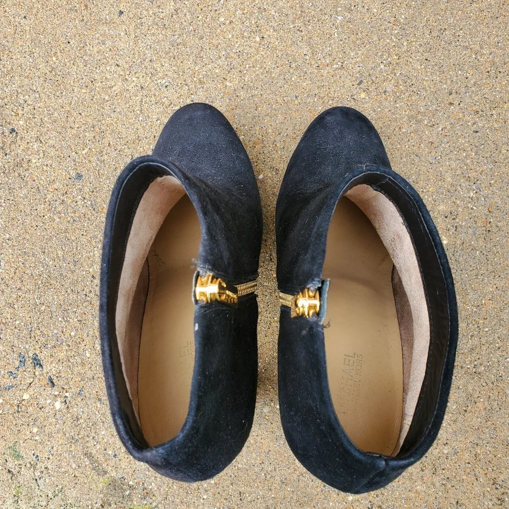 Michael Kors Black Leather Booties, Size 8M